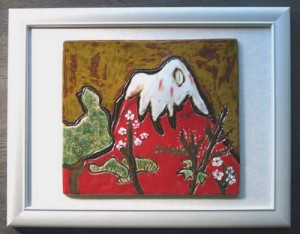 オリジナル美術陶板赤富士