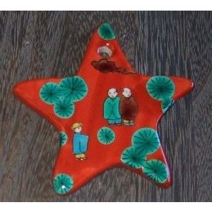 「木米風星のオーナメント?唐人」サイズ：約10cm 加賀藩が招いた京の名陶、青木木米が得意とした唐人は九谷焼の伝統的な文様です。